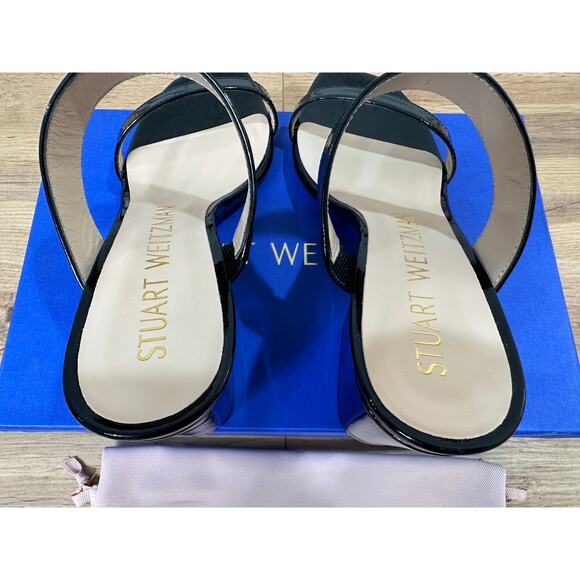 Stuart Weitzman Olive 75 Sandal Black Patent Leather Size 7 NIB Elegant Dressy - Picture 10 of 14